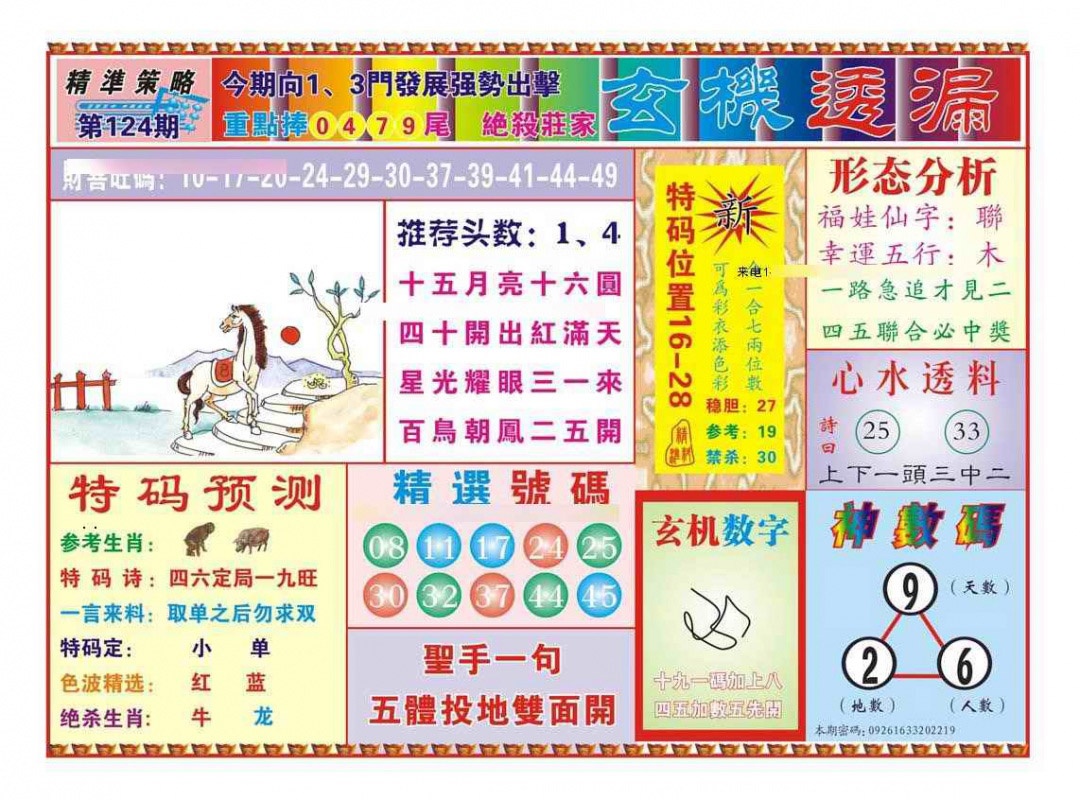 六合彩124期玄机透漏（新图）
