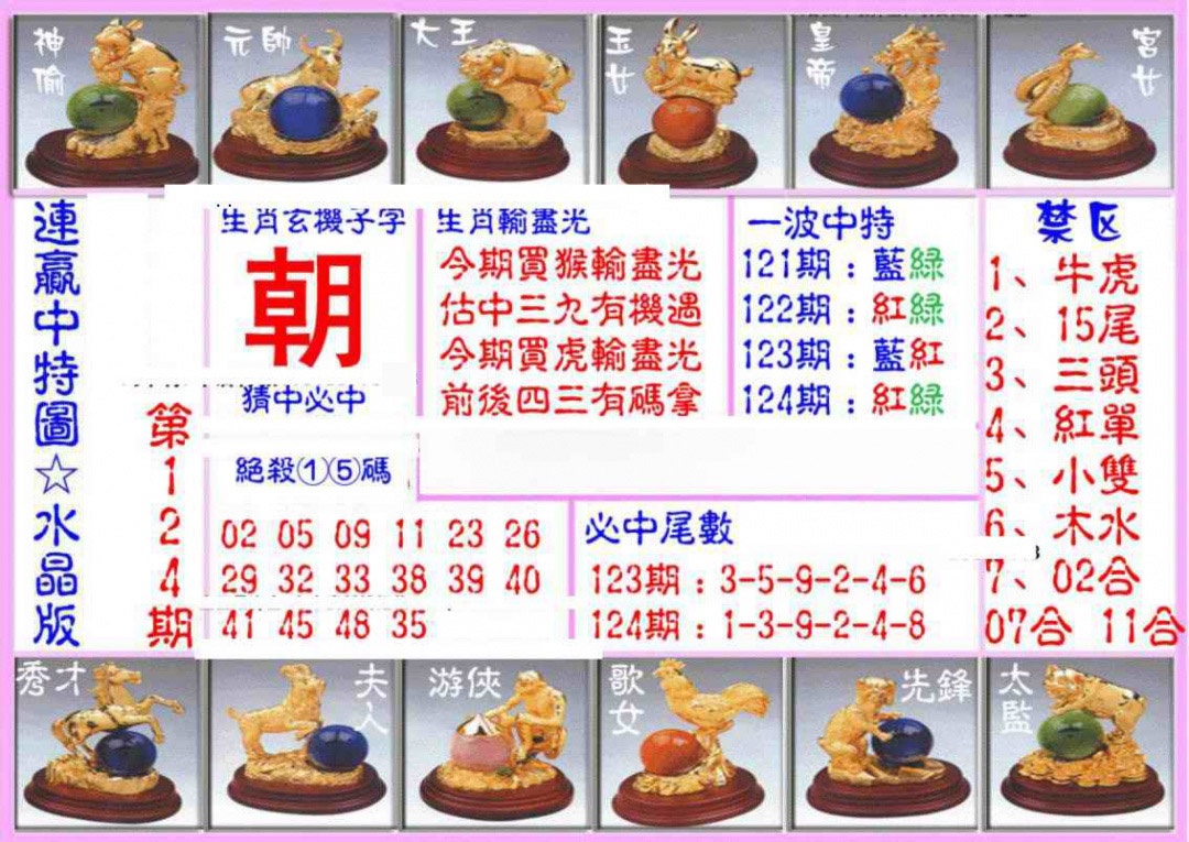 六合彩124期连赢中特图（水晶版）