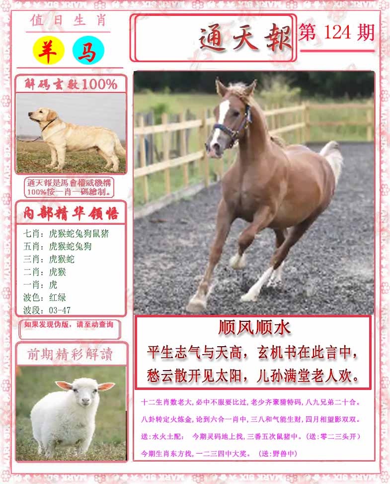 六合彩124期马经通天报