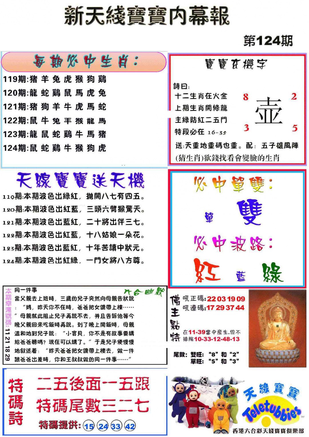 六合彩124期新天线宝宝(彩)