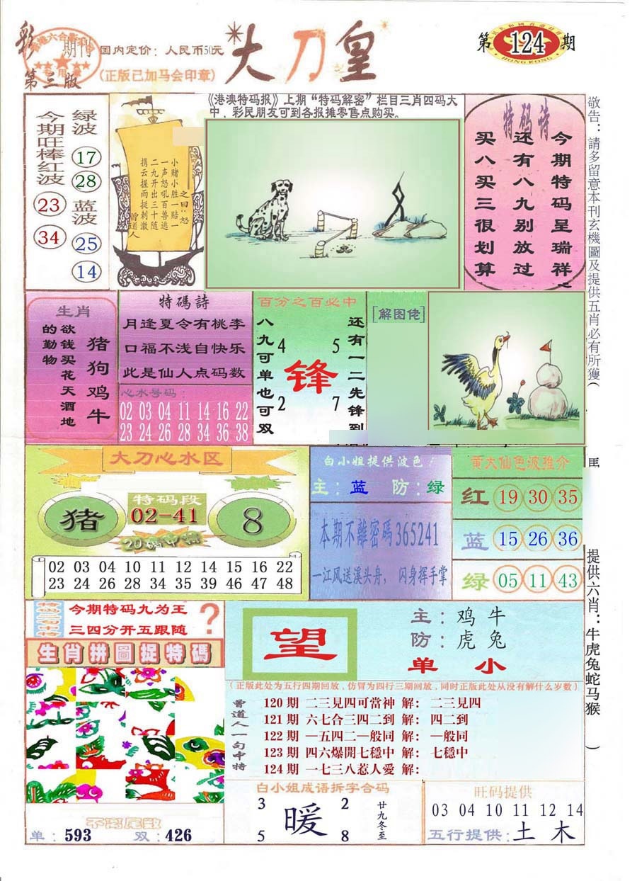 六合彩124期大刀皇(彩)