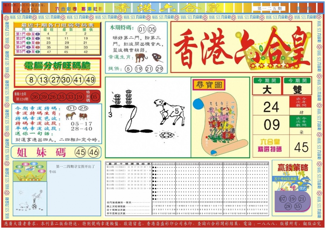 六合彩125期香港六合皇A