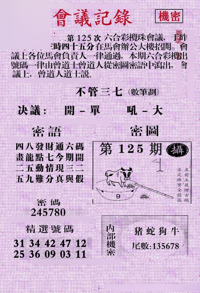 六合彩125期会议记录
