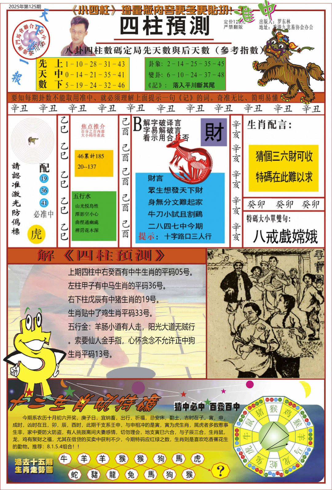 六合彩125期中四柱预测A