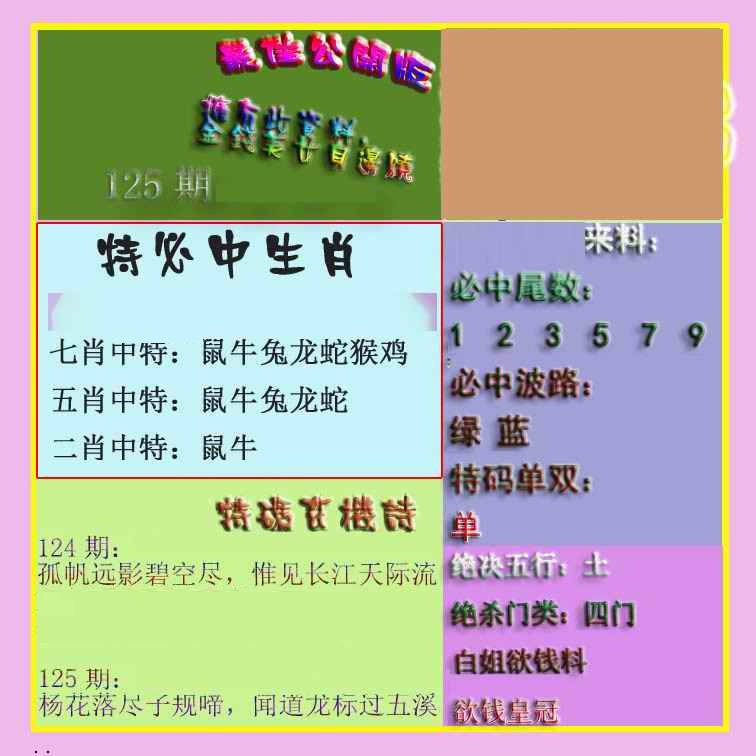 六合彩125期波肖门尾最佳公开版