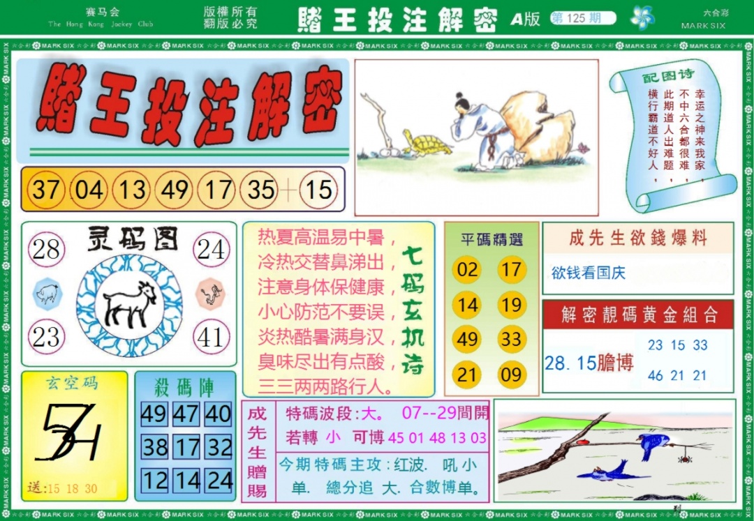 六合彩125期赌王投注解密记录
