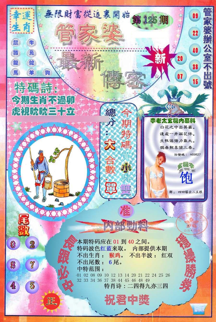 六合彩125期管家婆新传密