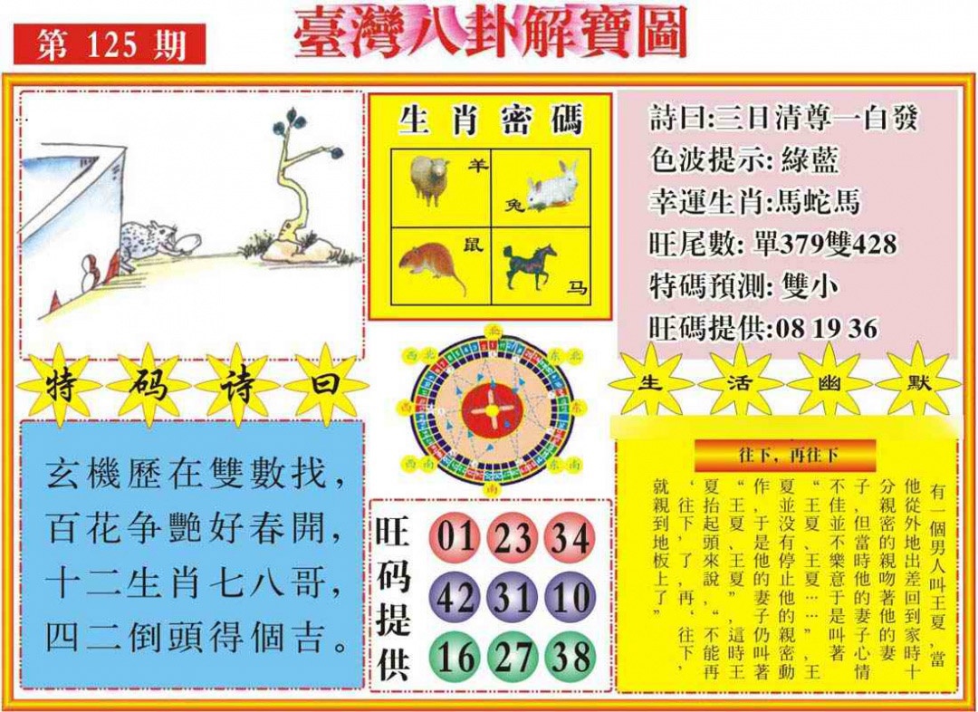 六合彩125期台湾八卦解宝图