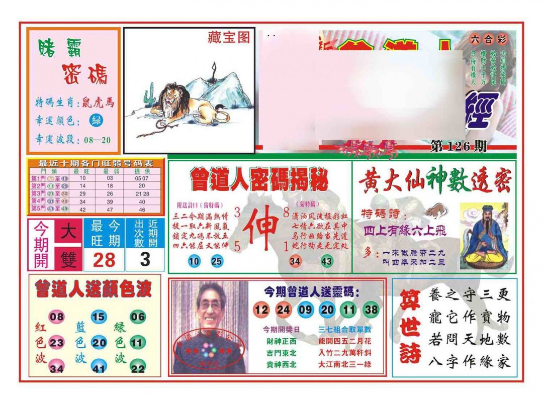 六合彩126期赢钱一经(新图)