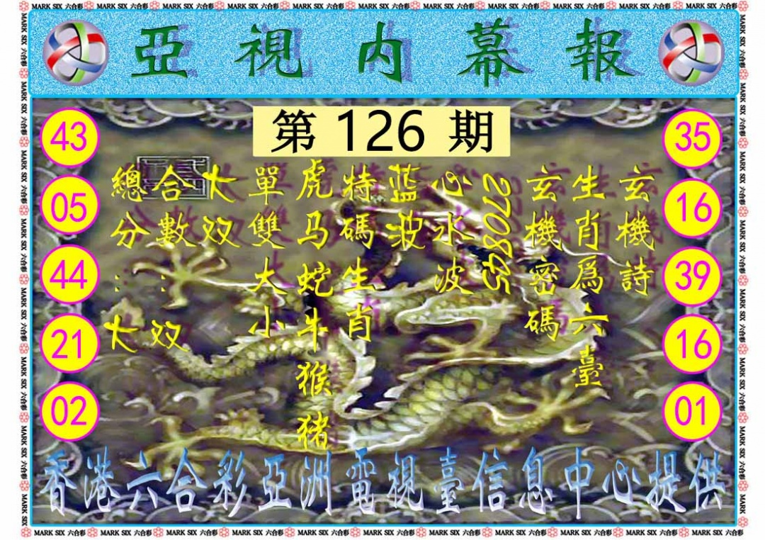 六合彩126期亚视内幕报