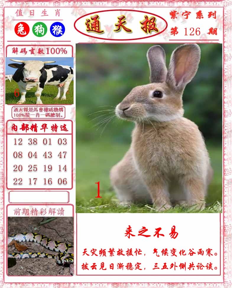六合彩126期救通报