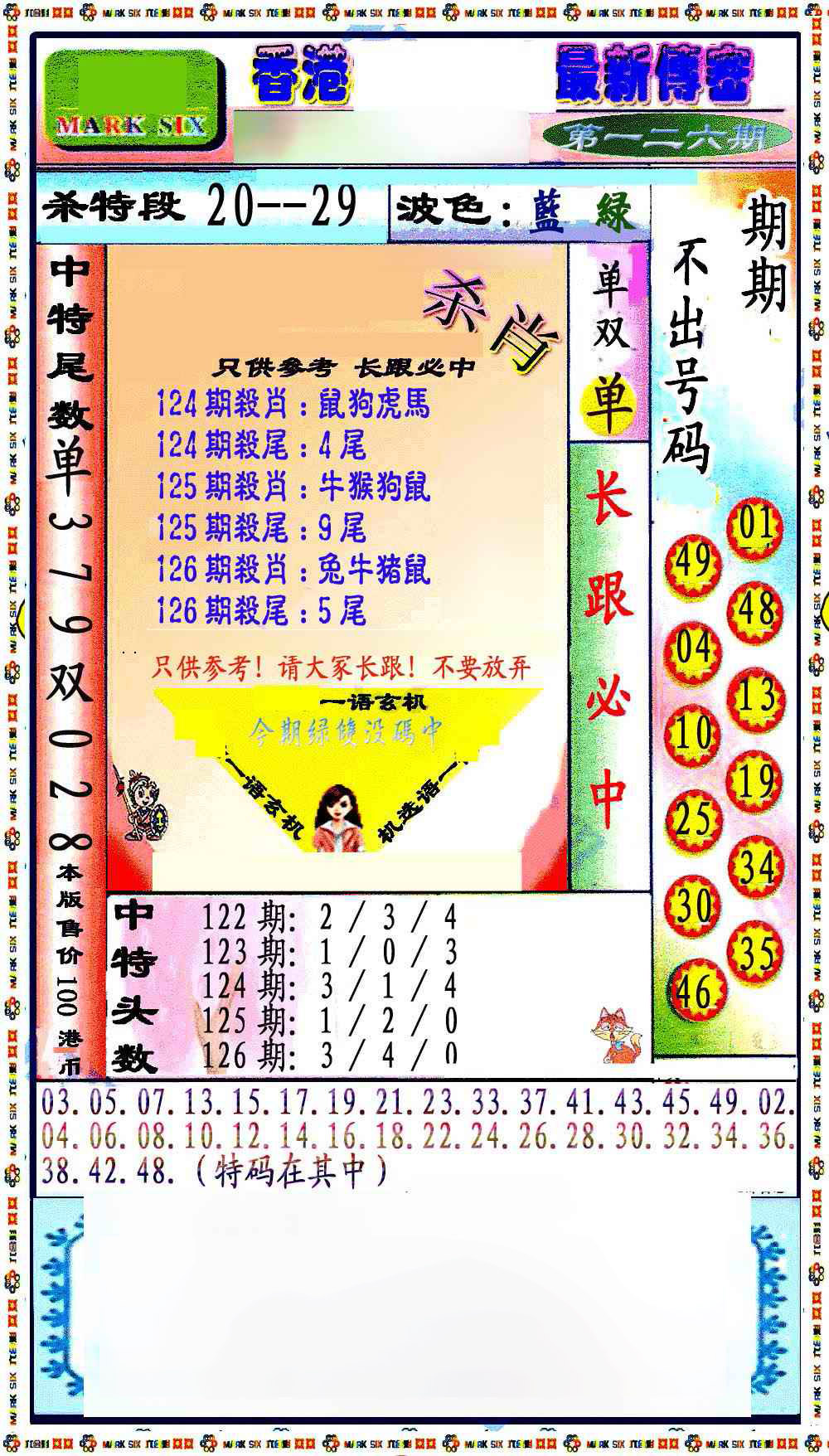 六合彩126期最新传密绝杀6肖