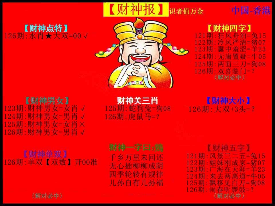 六合彩126期红财神