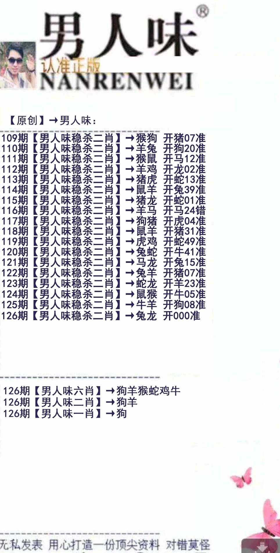 六合彩126期男人味