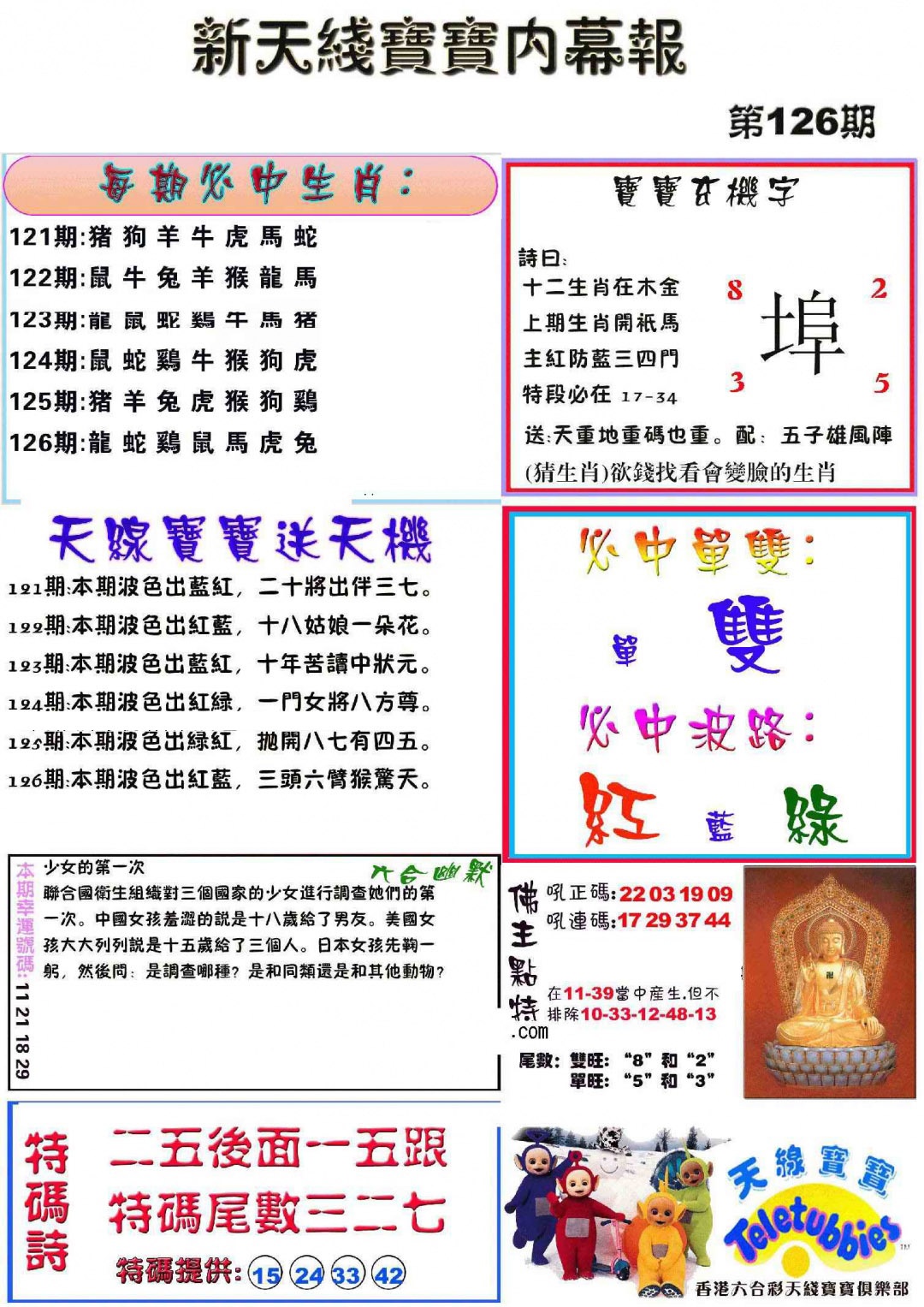 六合彩126期新天线宝宝(彩)