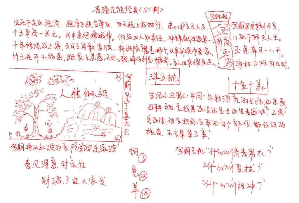 六合彩127期九龙传真(手写)