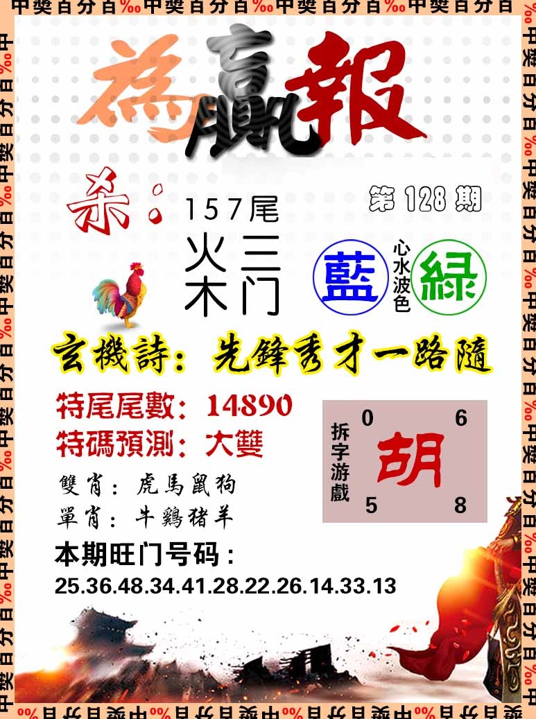 六合彩128期为赢报