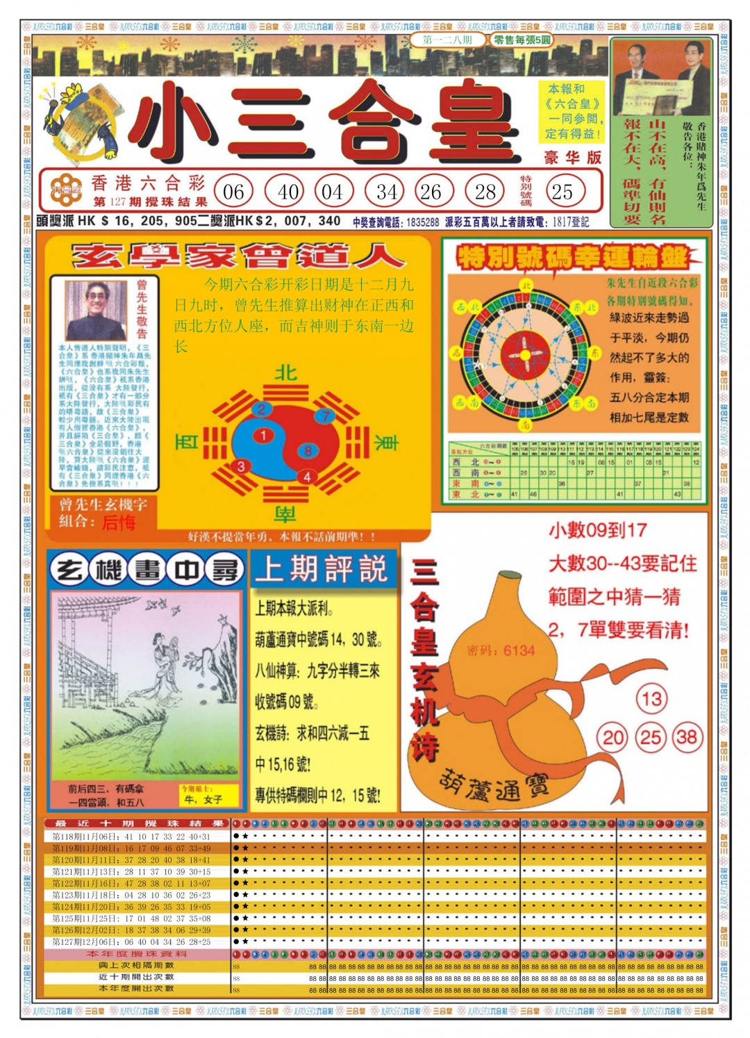 六合彩128期小三合皇A