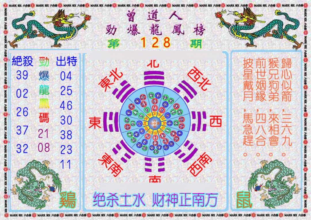 六合彩128期曾道人劲爆龙凤榜