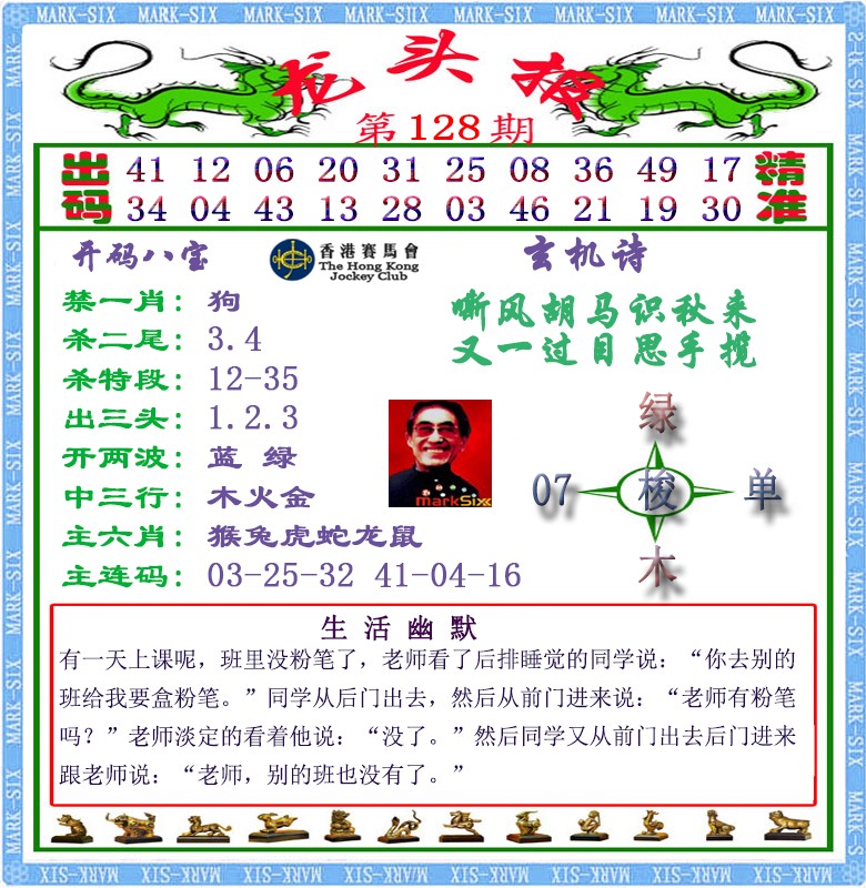 六合彩128期马经龙头报（荐）