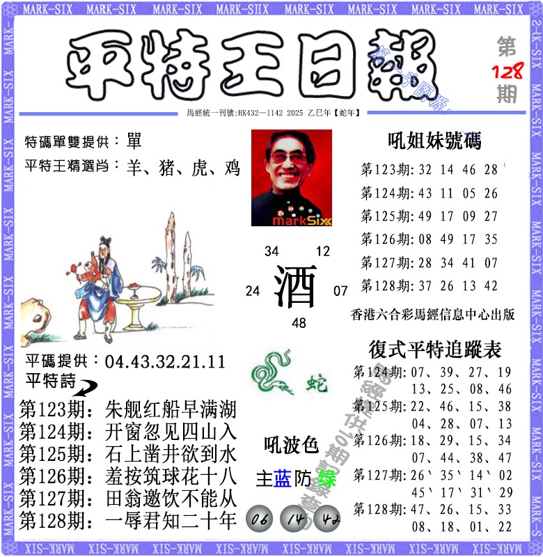 六合彩128期平特王日报（荐）