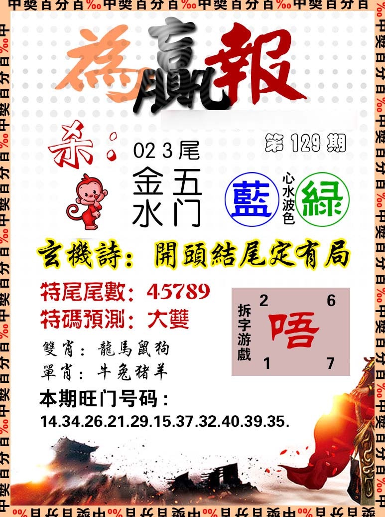 六合彩129期为赢报