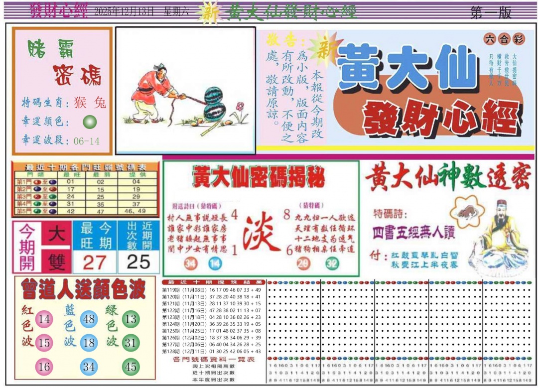六合彩129期发财心经A