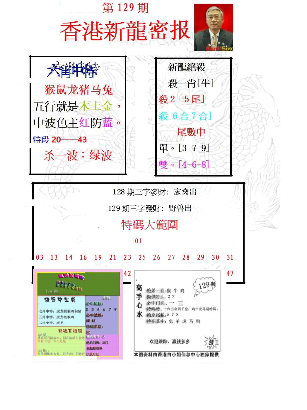六合彩129期新龙密报
