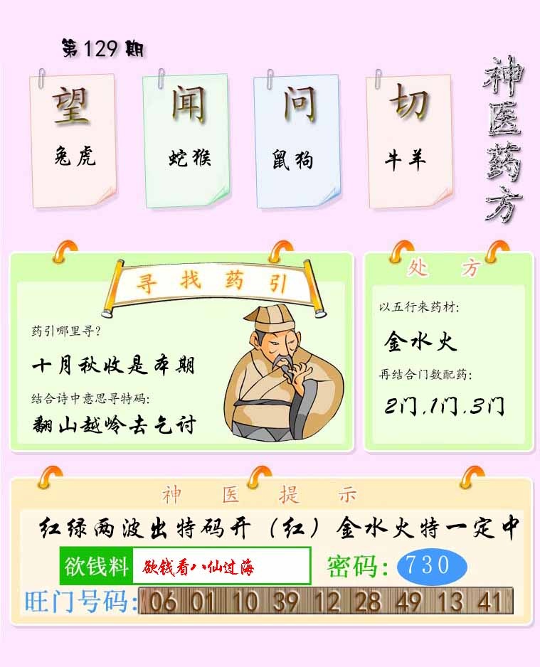 六合彩129期神医药方