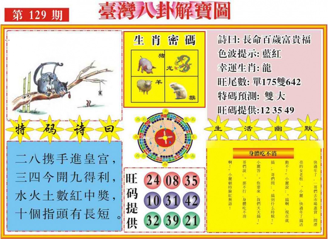 六合彩129期台湾八卦解宝图