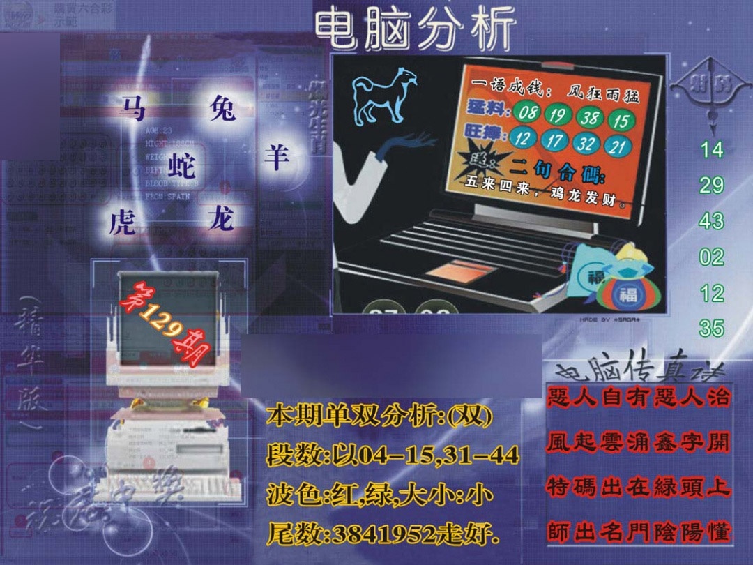 六合彩129期正版电脑分析贴士