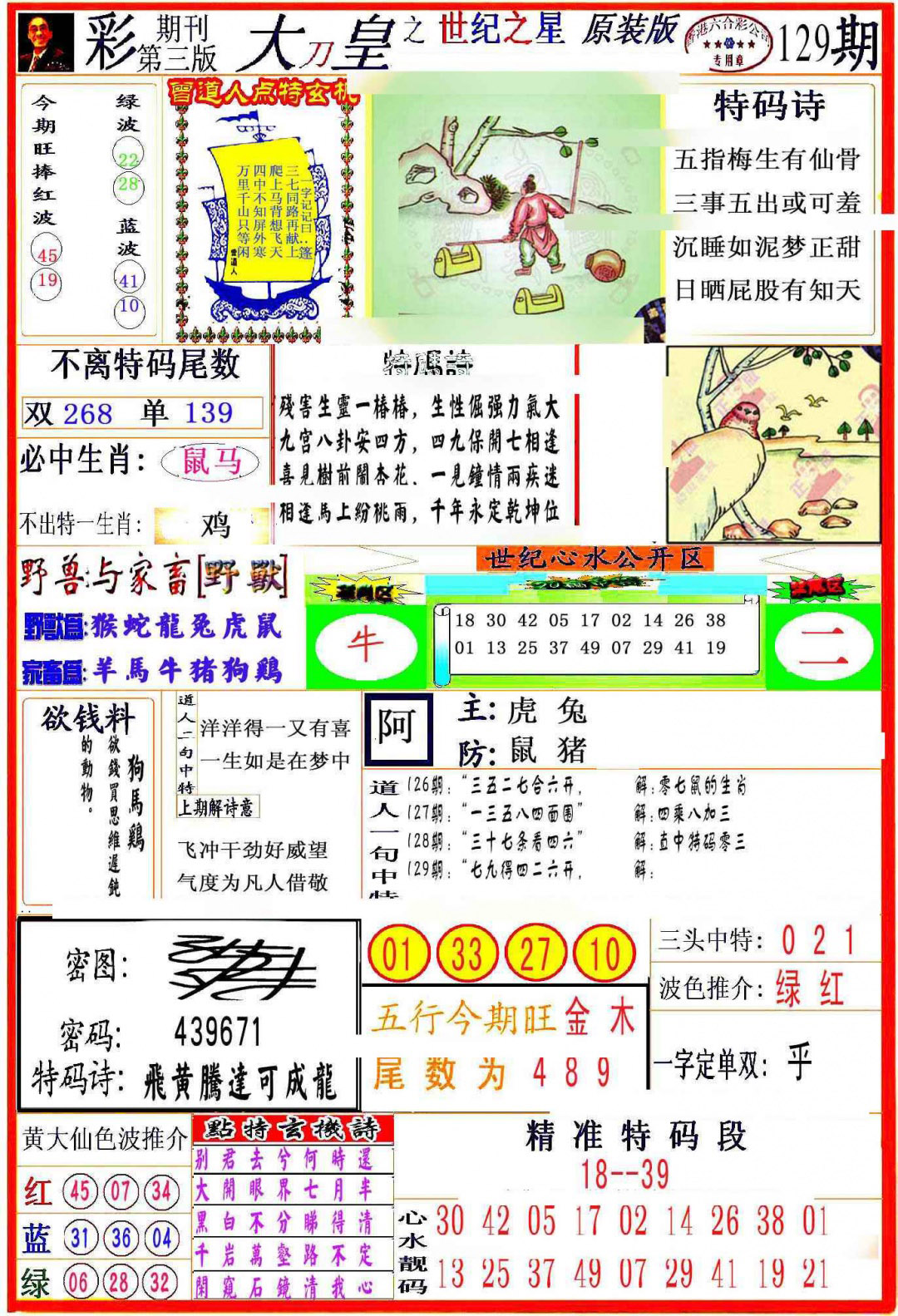 六合彩129期大刀皇之(世纪之星)