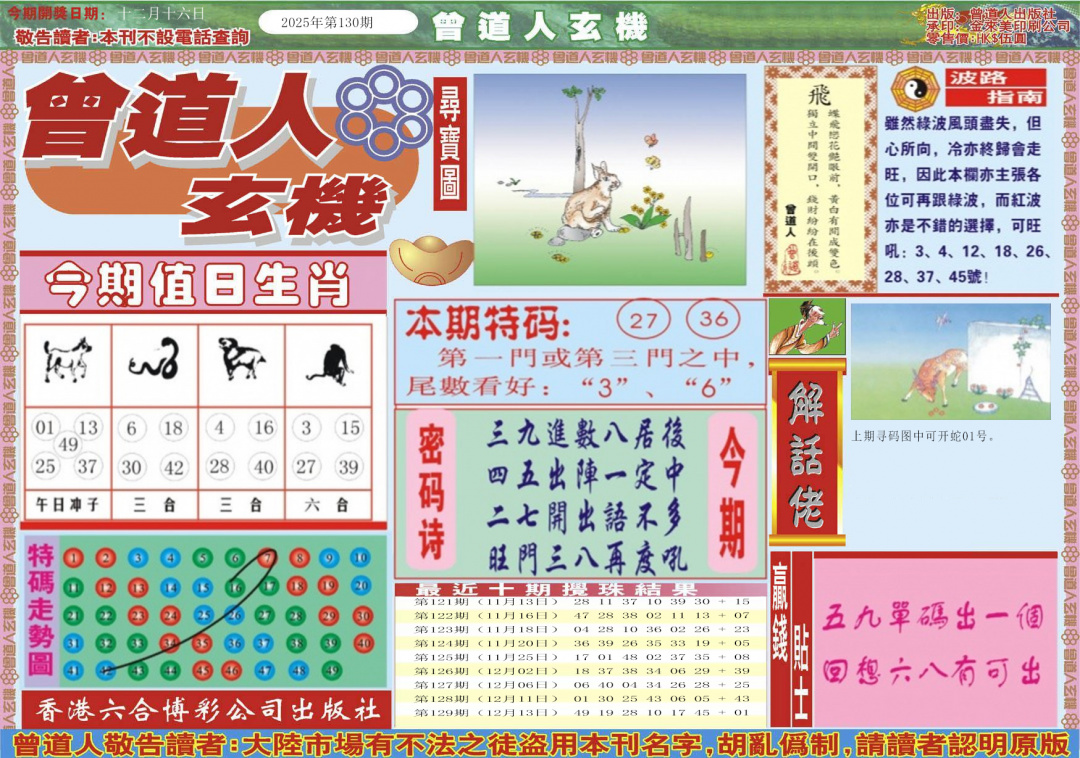 六合彩130期曾道人玄机A