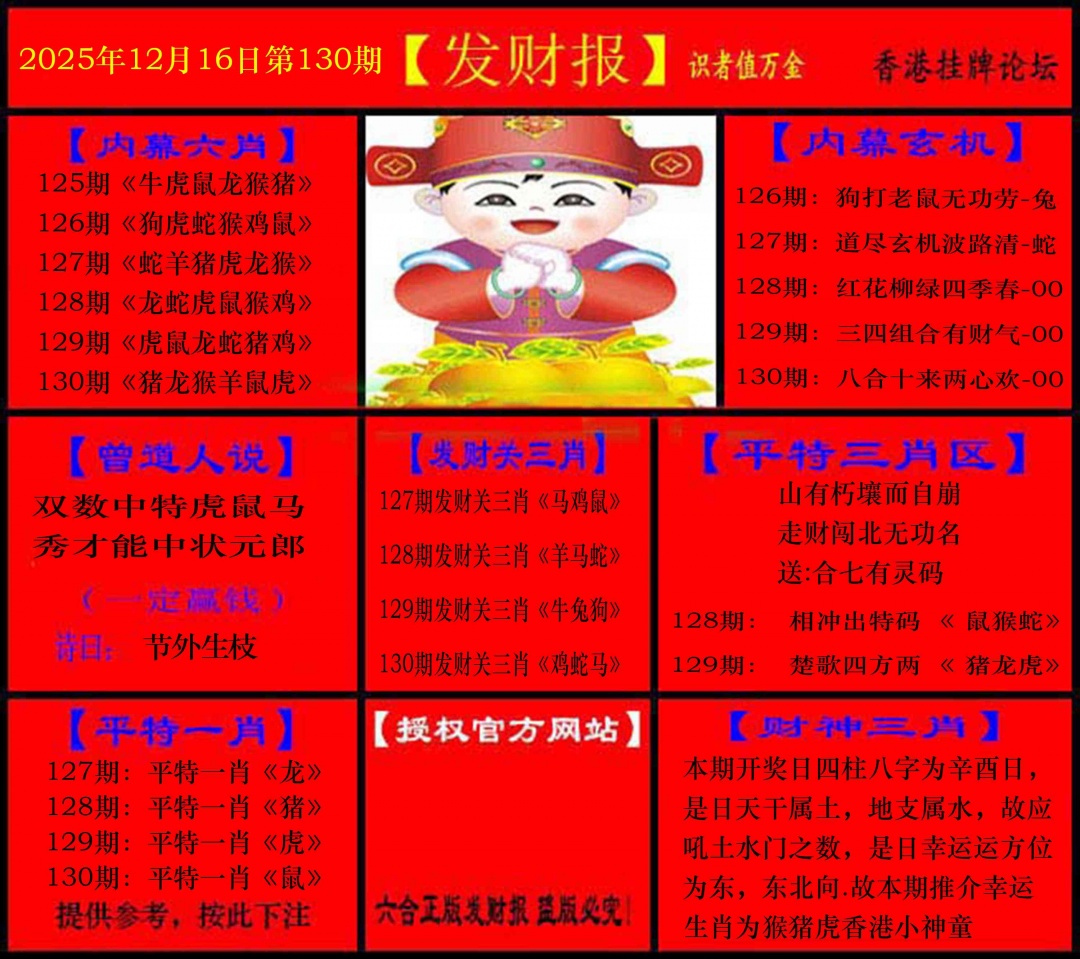 六合彩130期发财报