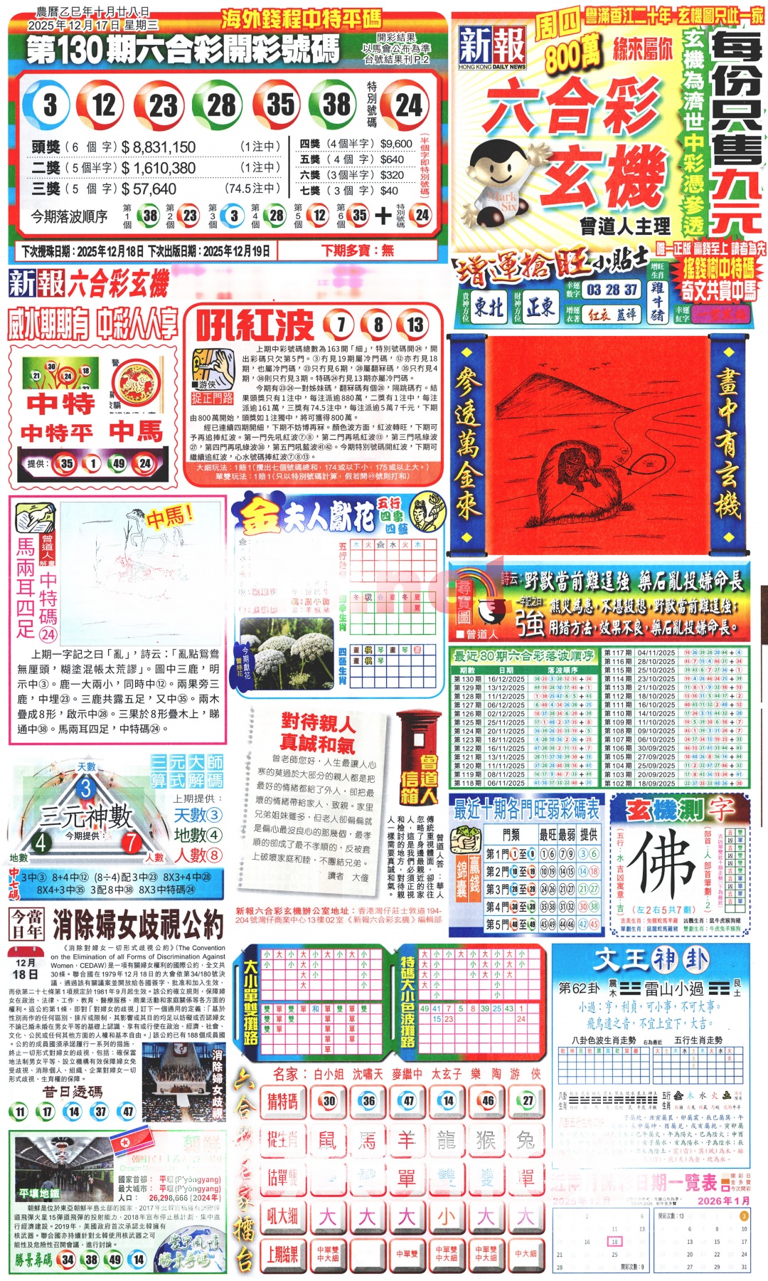 六合彩131期新报玄机(港版)A