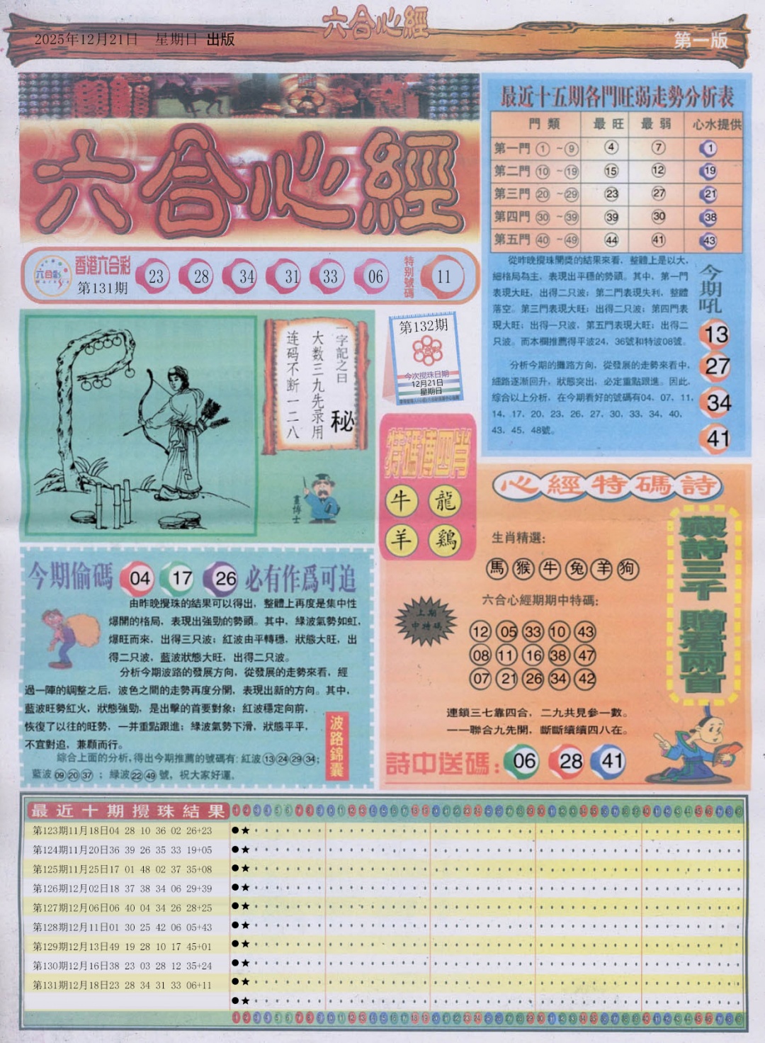 六合彩132期六合心经A