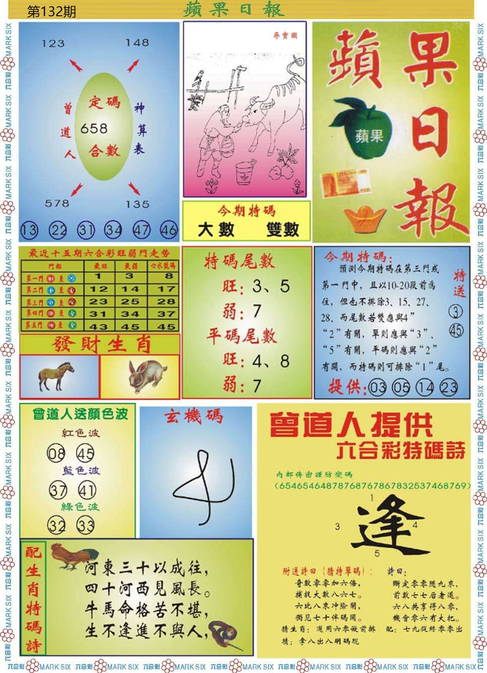 六合彩132期青苹果日报