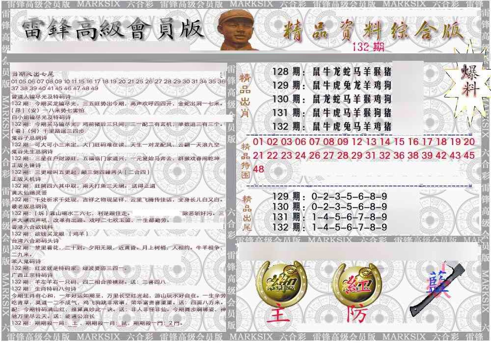 六合彩132期雷锋资料综合版