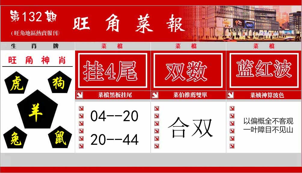 六合彩132期旺角菜报