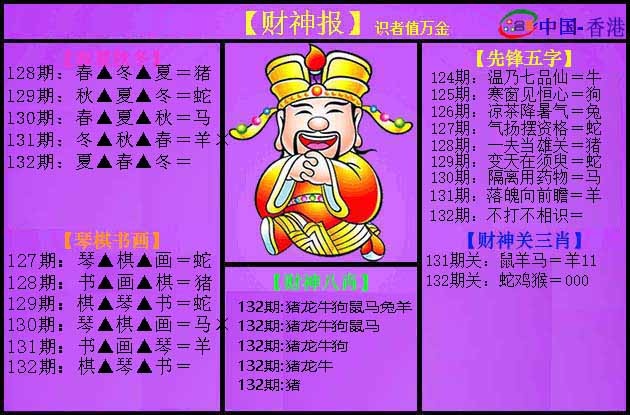 六合彩132期紫财神