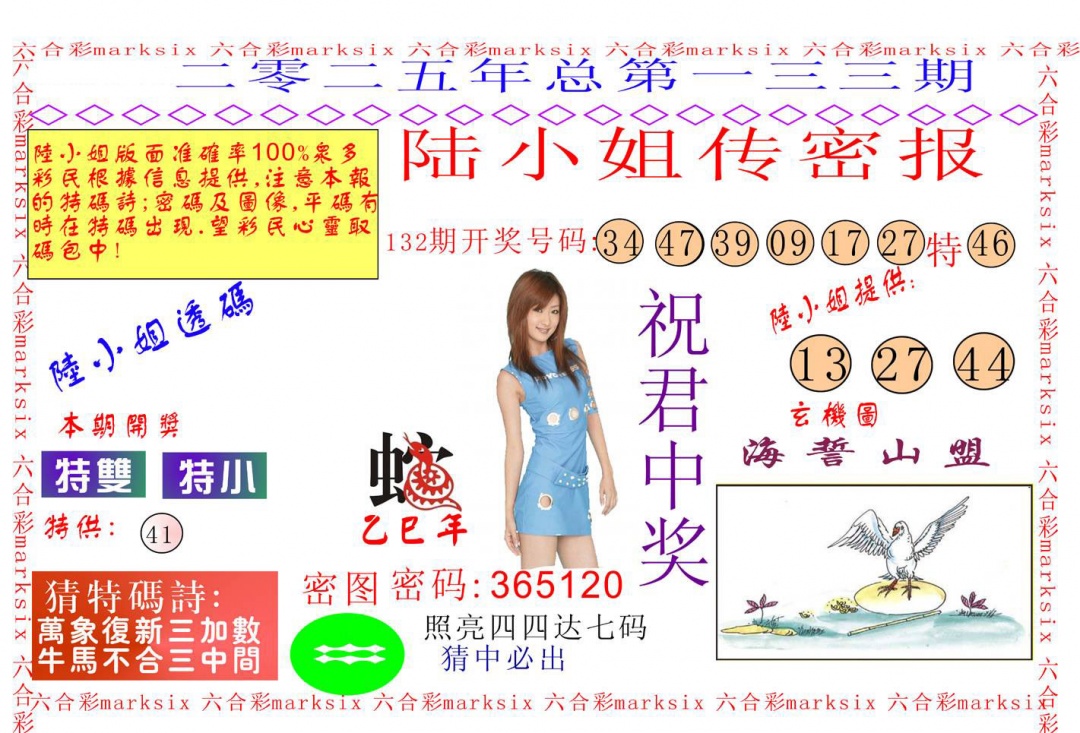 六合彩133期陆小姐传密A