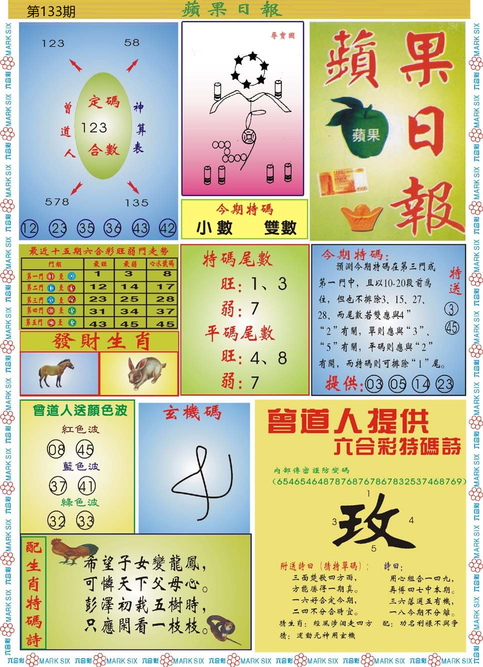 六合彩133期青苹果日报
