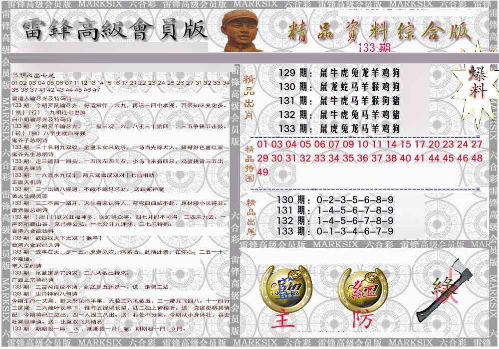 六合彩133期雷锋资料综合版
