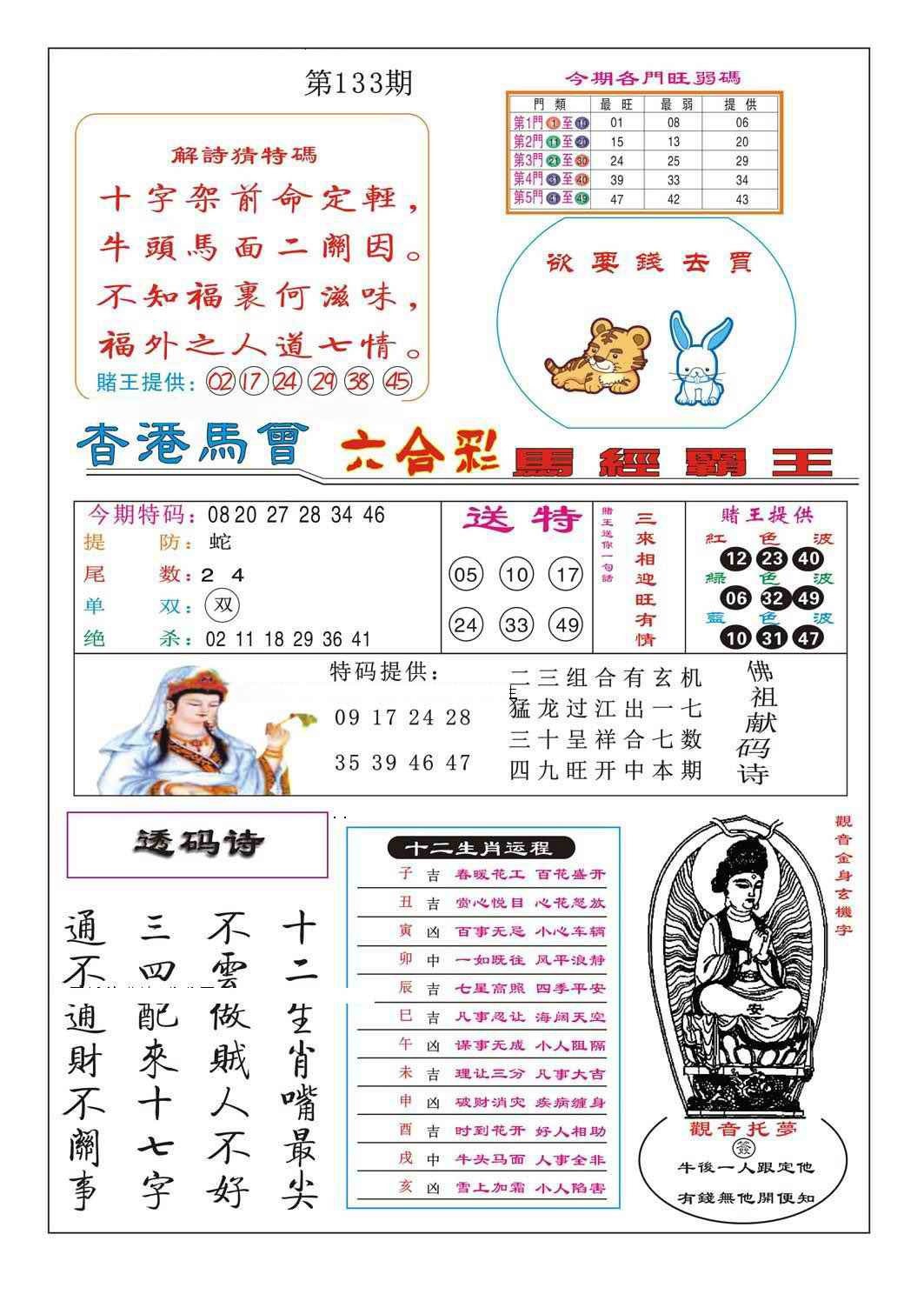 六合彩133期马经霸王