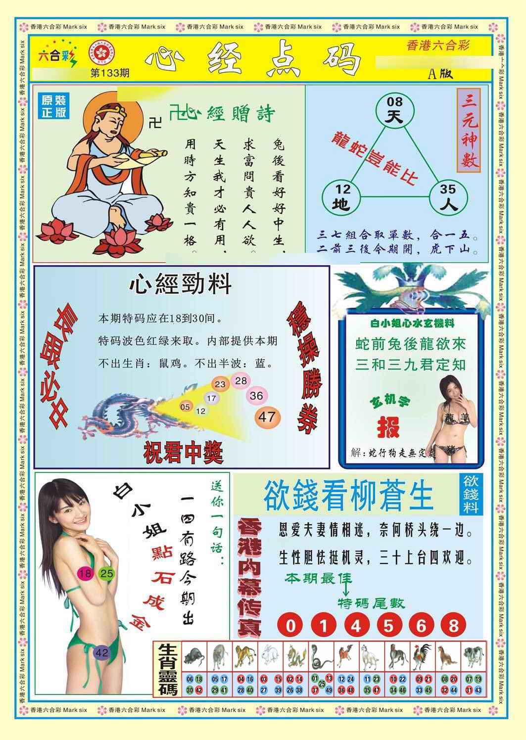 六合彩133期心经点码a（新图）