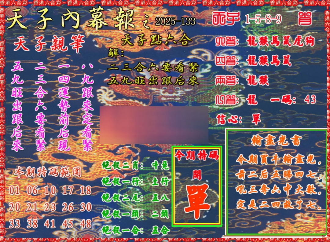 六合彩133期天子内幕报A