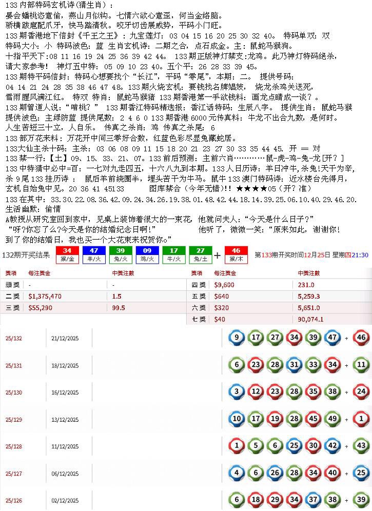 六合彩133期五星报B