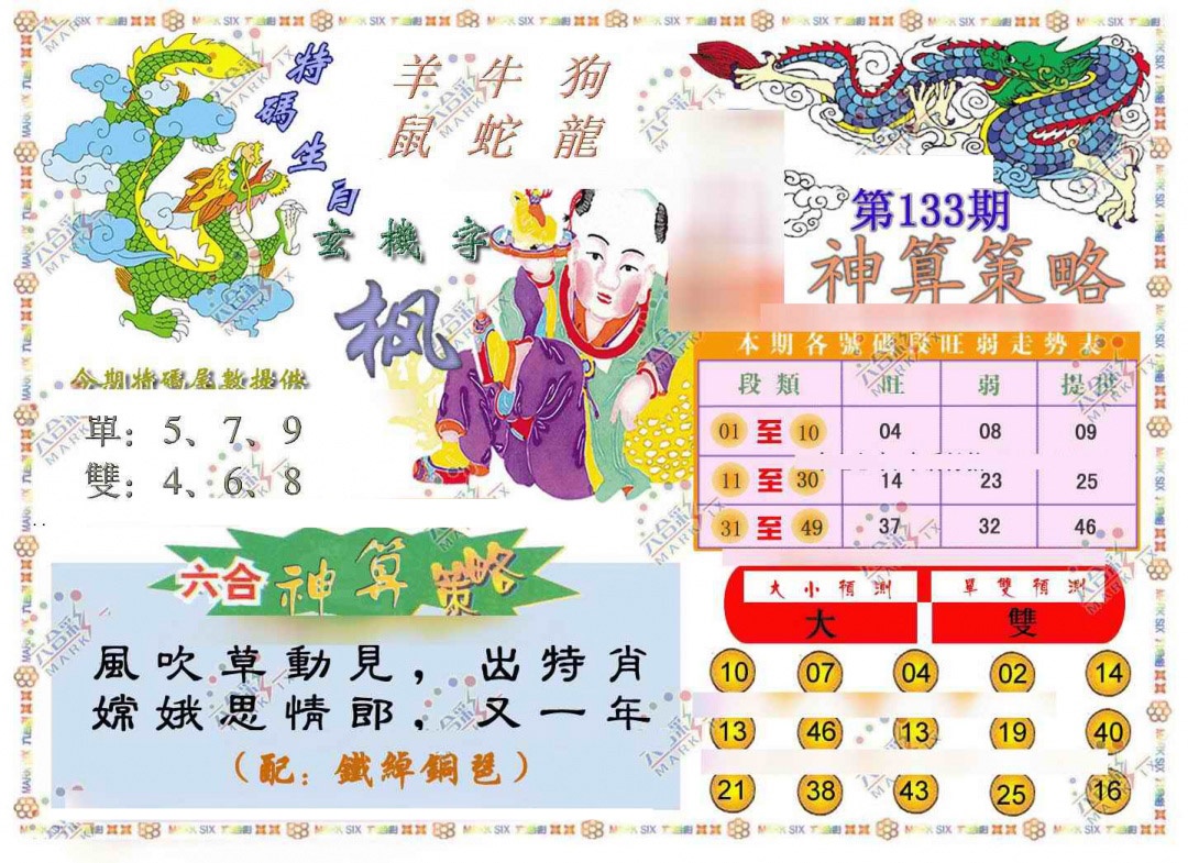 六合彩133期神算策略