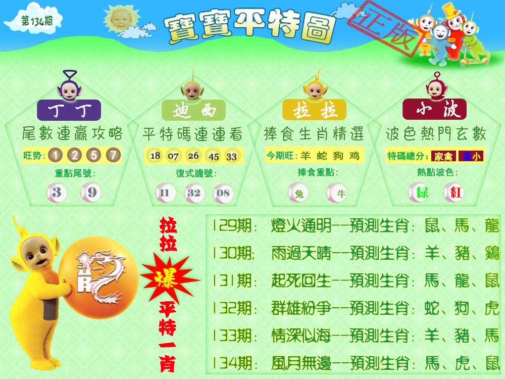 六合彩134期宝宝平特图（热）