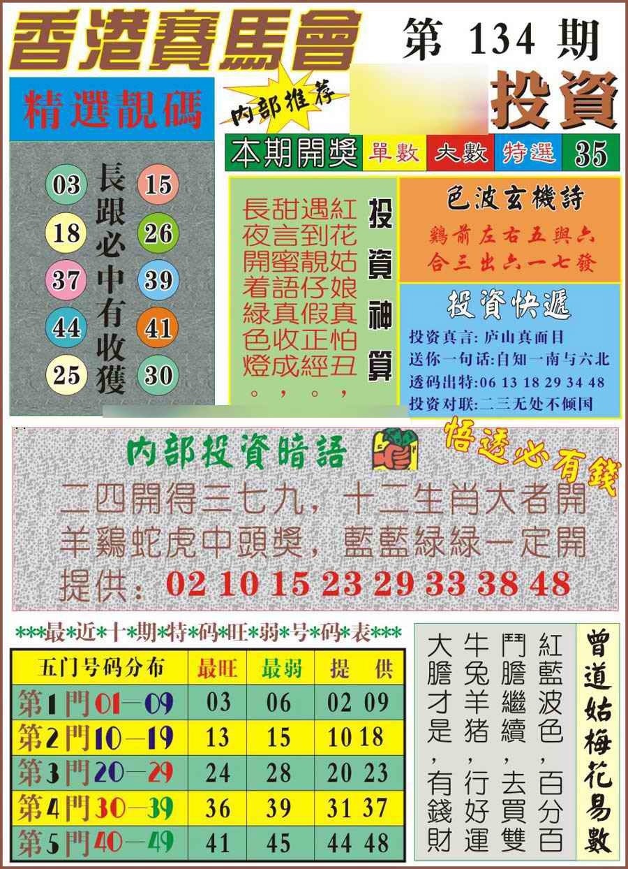 六合彩134期马经投资